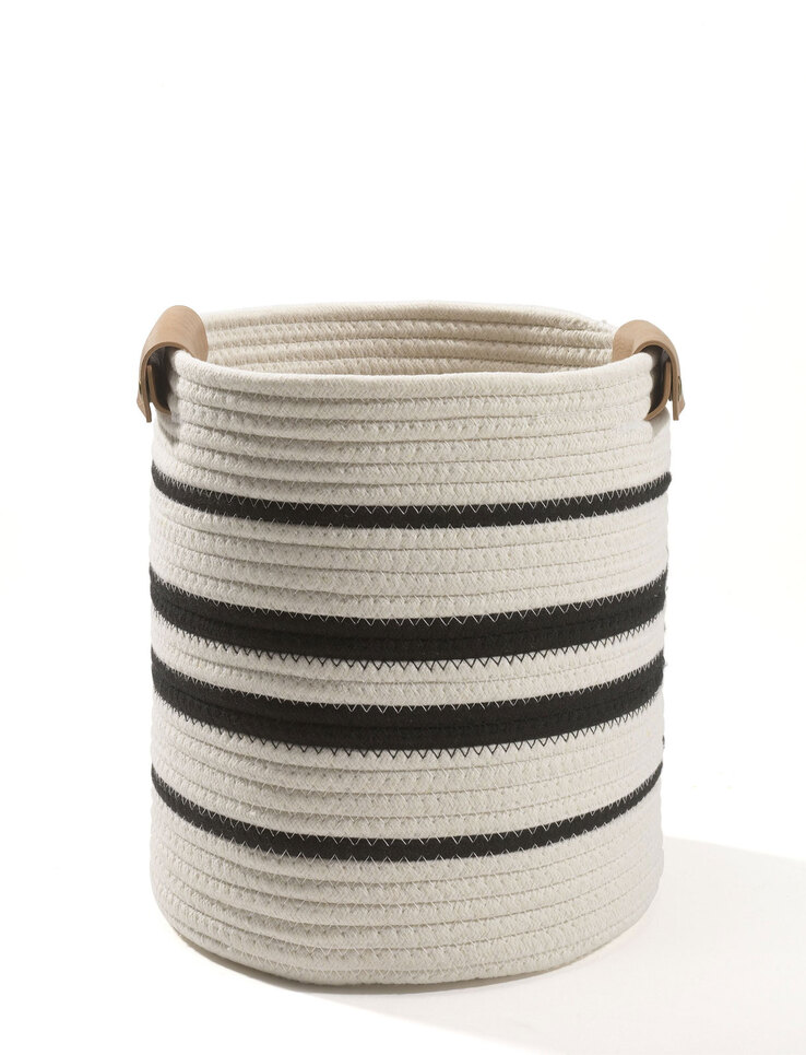 casaNOVA Aufbewahrungskorb rund LINE 27 cm weiß /schwarz