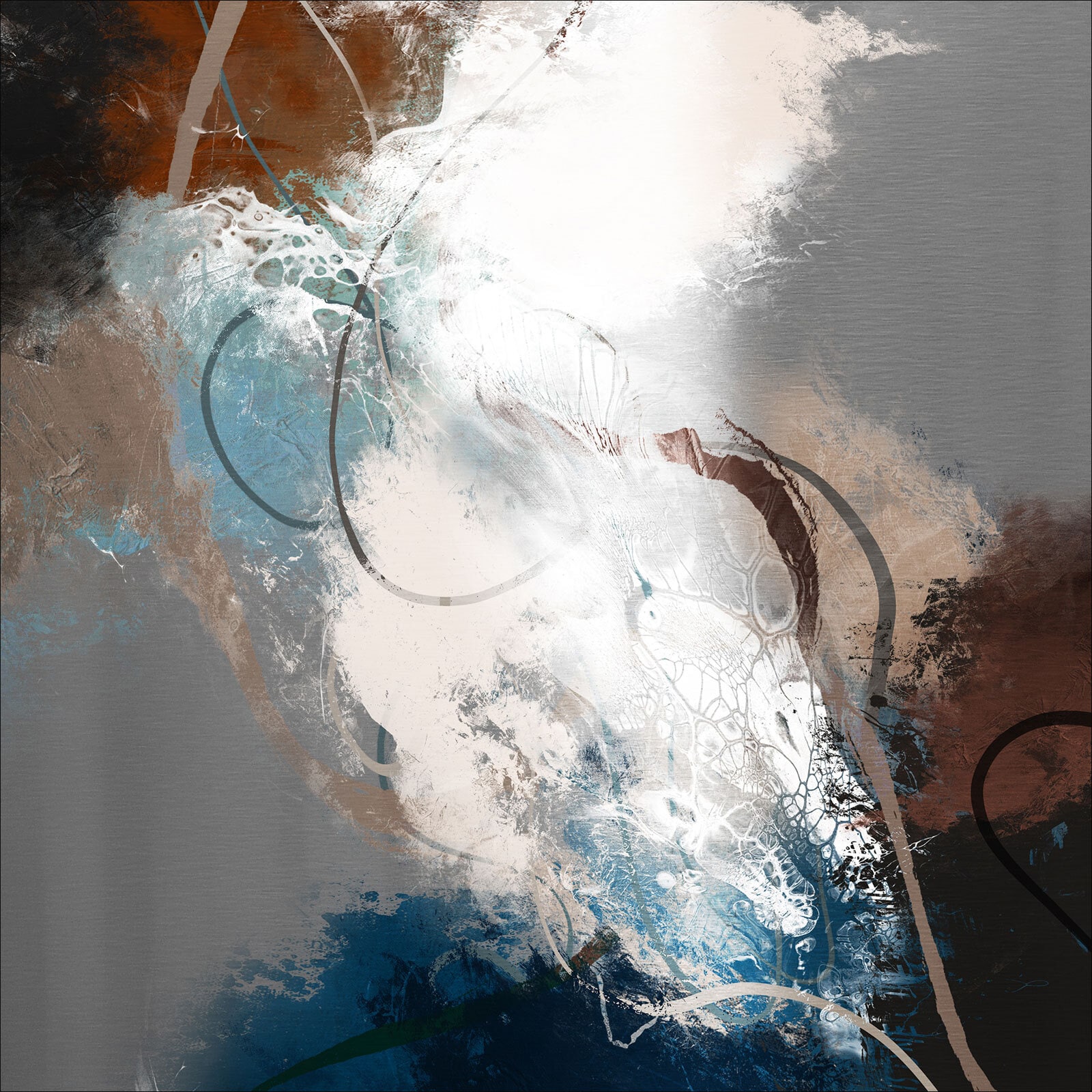 PRO ART Alu-Art Bild ABSTRACT BLACK AND BLUE I 50 x 50 cm