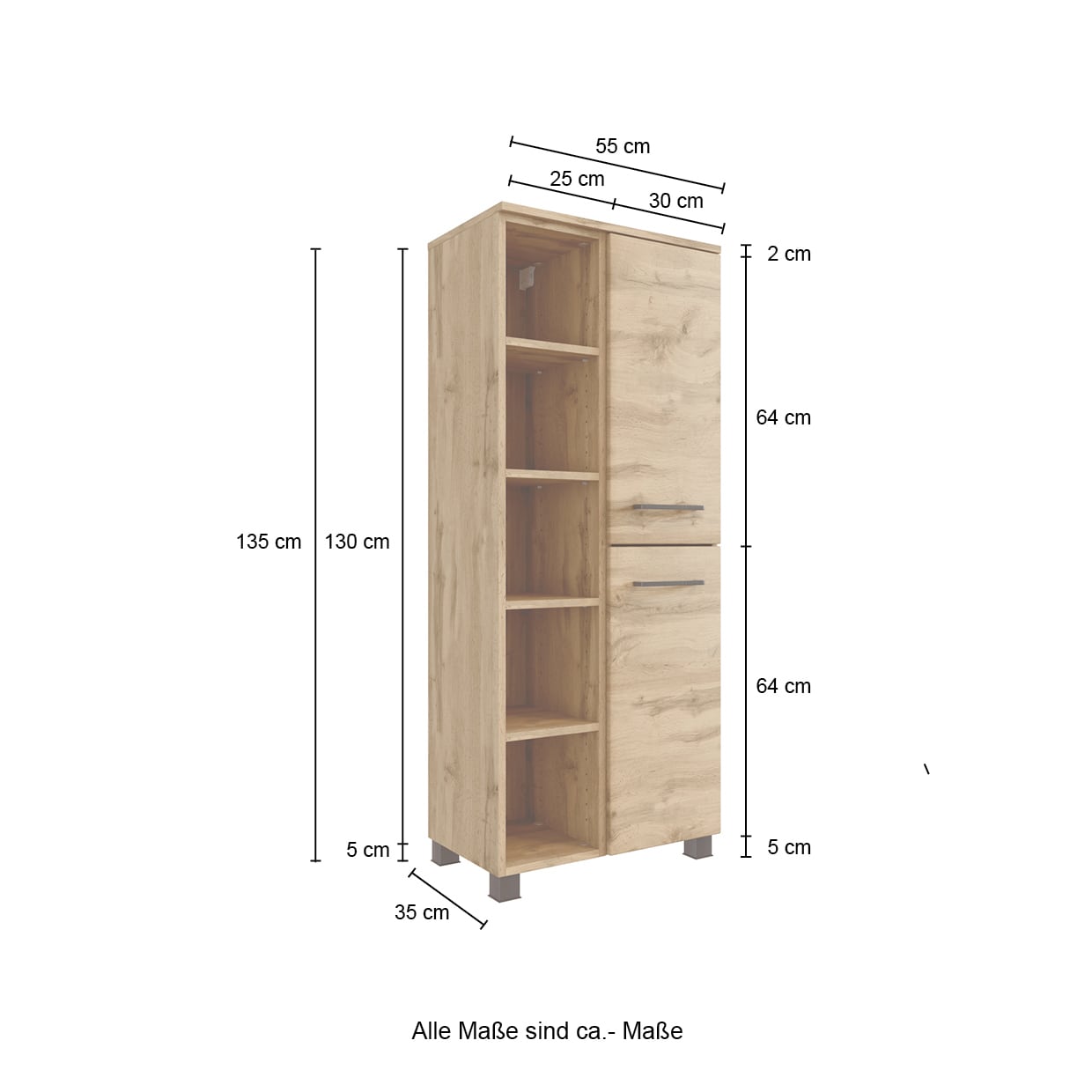 Bad-Midischrank LIMBURG braun 55cm