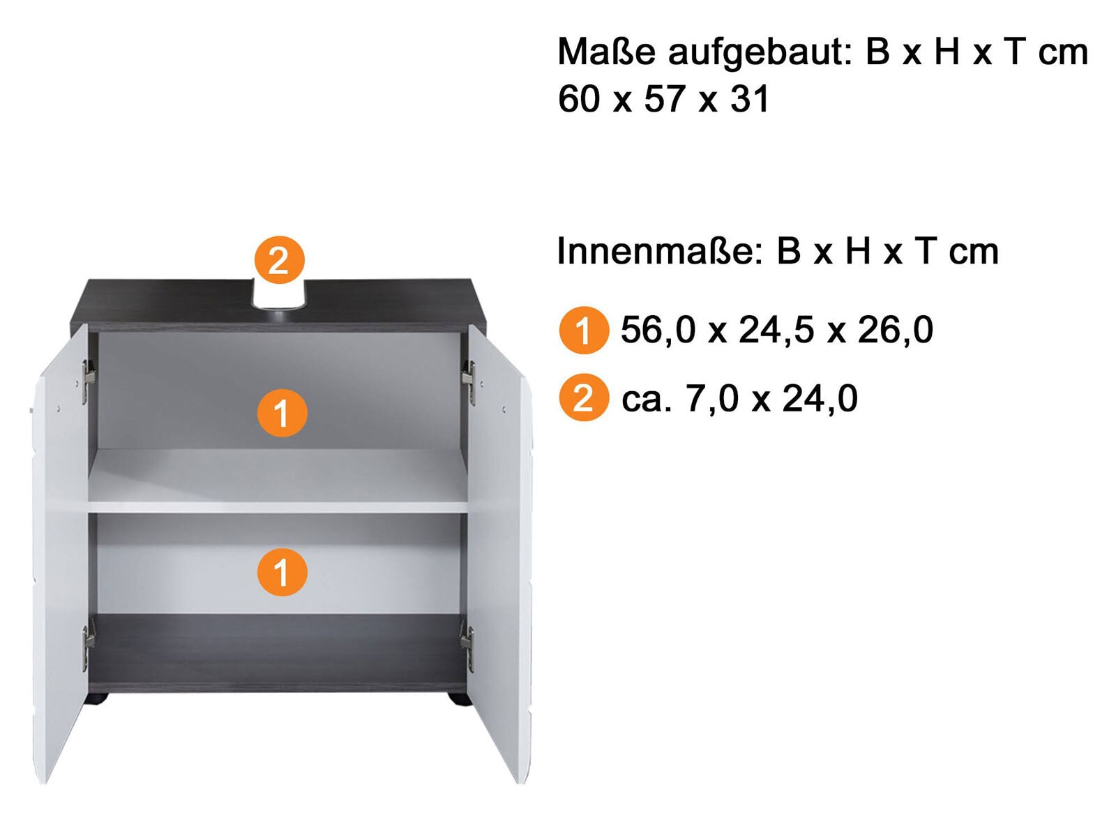 CASAVANTI Waschbeckenunterschrank LINE grau/ weiß