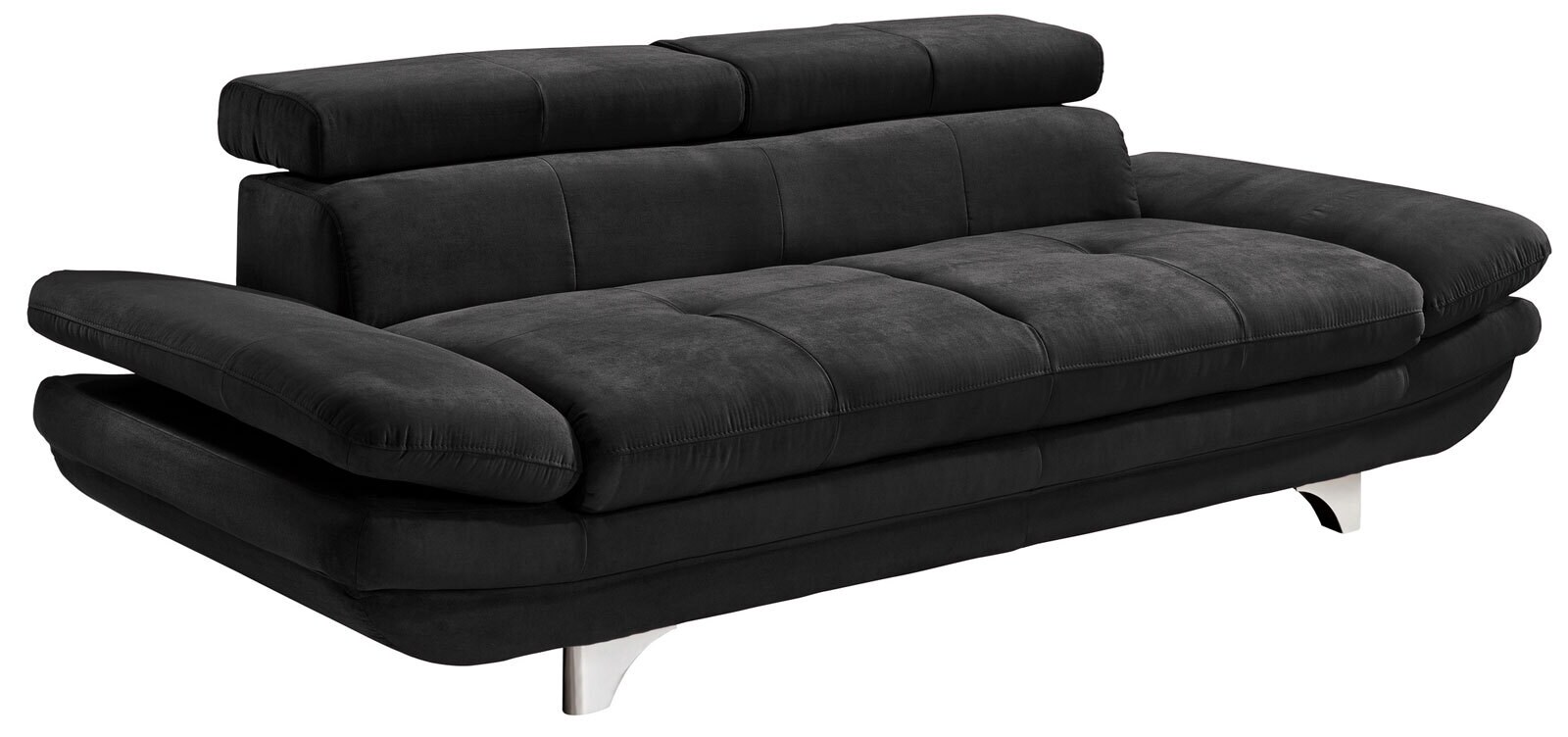 Sofa 3-Sitzer COTTA 104 x 233 cm Stoffbezug lavaschwarz