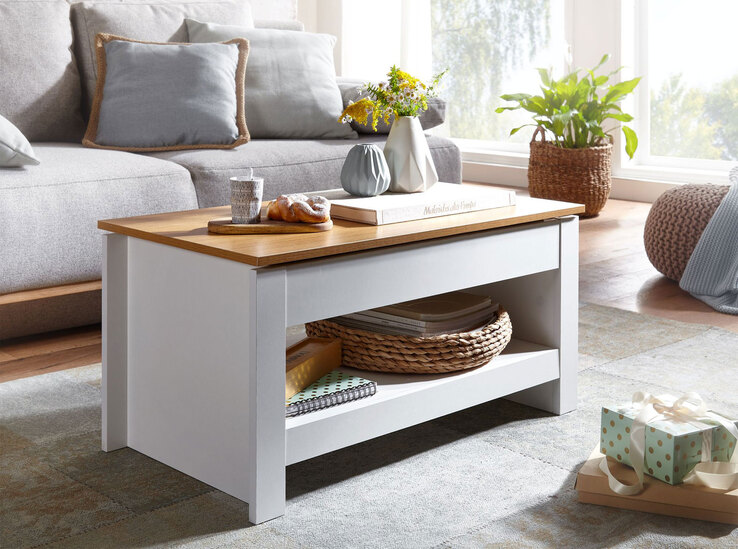 Couchtisch 85 x 47 cm weiß/ braun