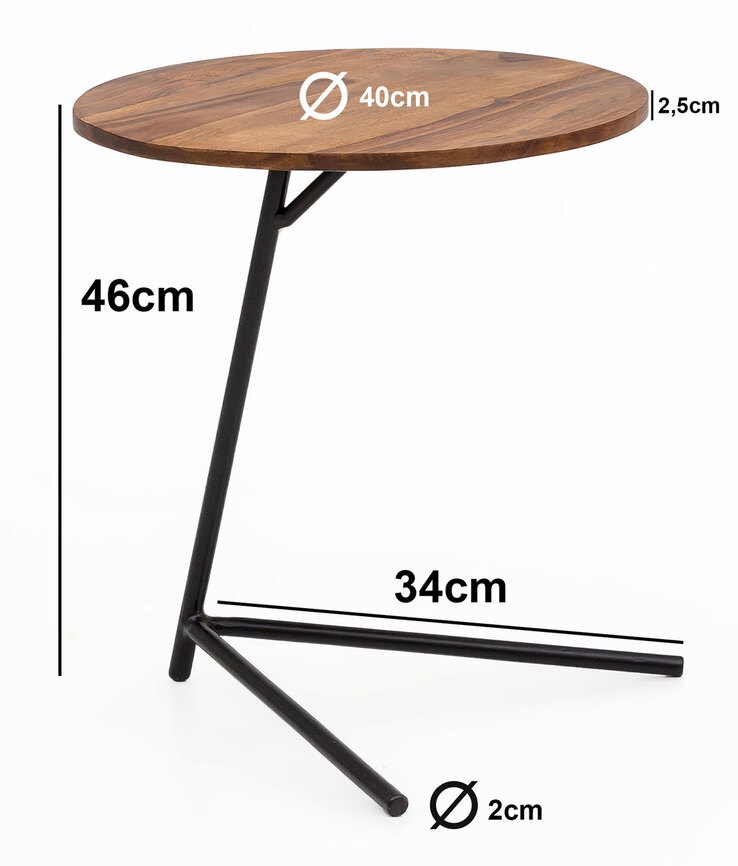 CASAVANTI Beistelltisch 40 cm braun/schwarz