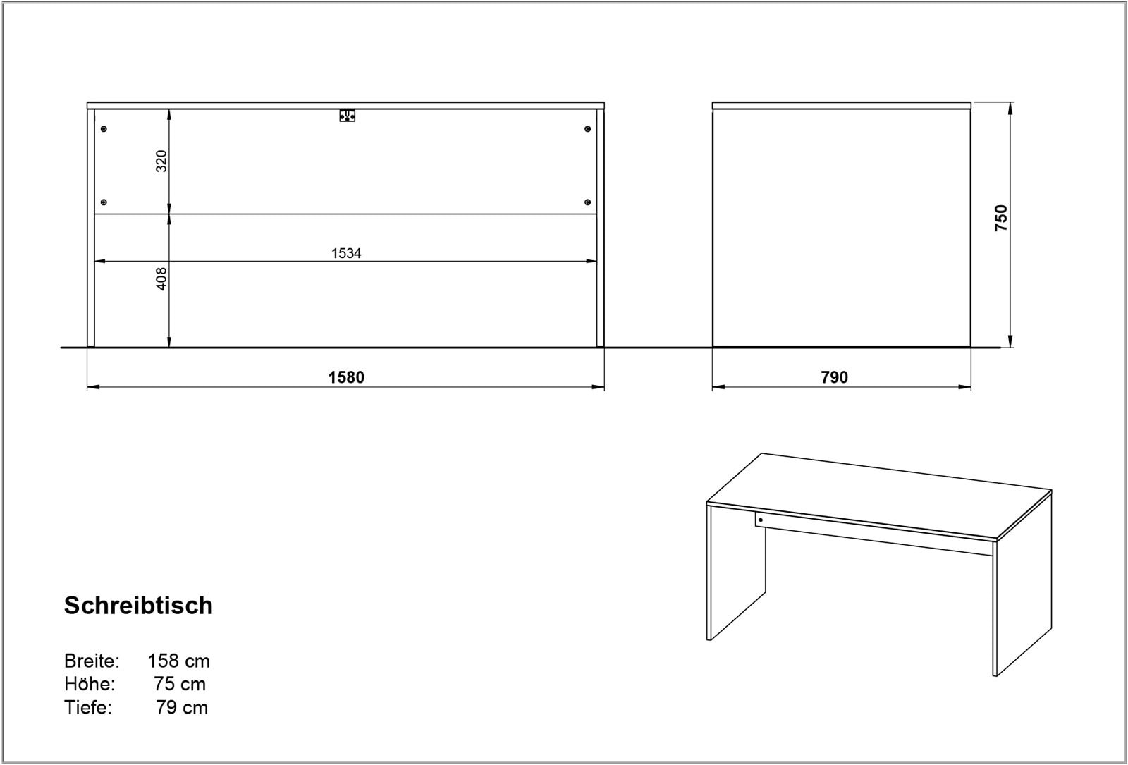 Schreibtisch ANCONA 158 x 79 cm Graphit/ Navarra Eiche