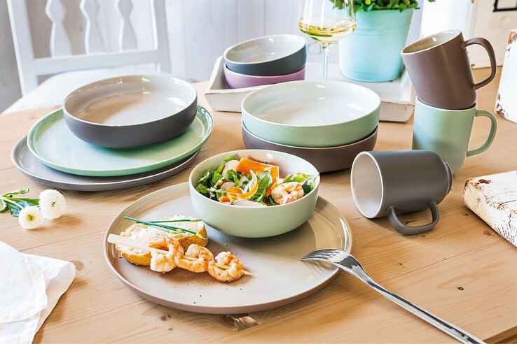 Ritzenhoff & Breker Dessertteller JASPER 6er Set taupebraun/ weiß