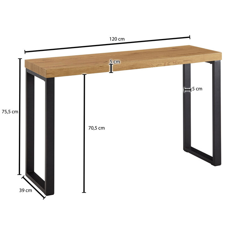 Konsolentisch 120 x 76 cm Eiche braun schwarz