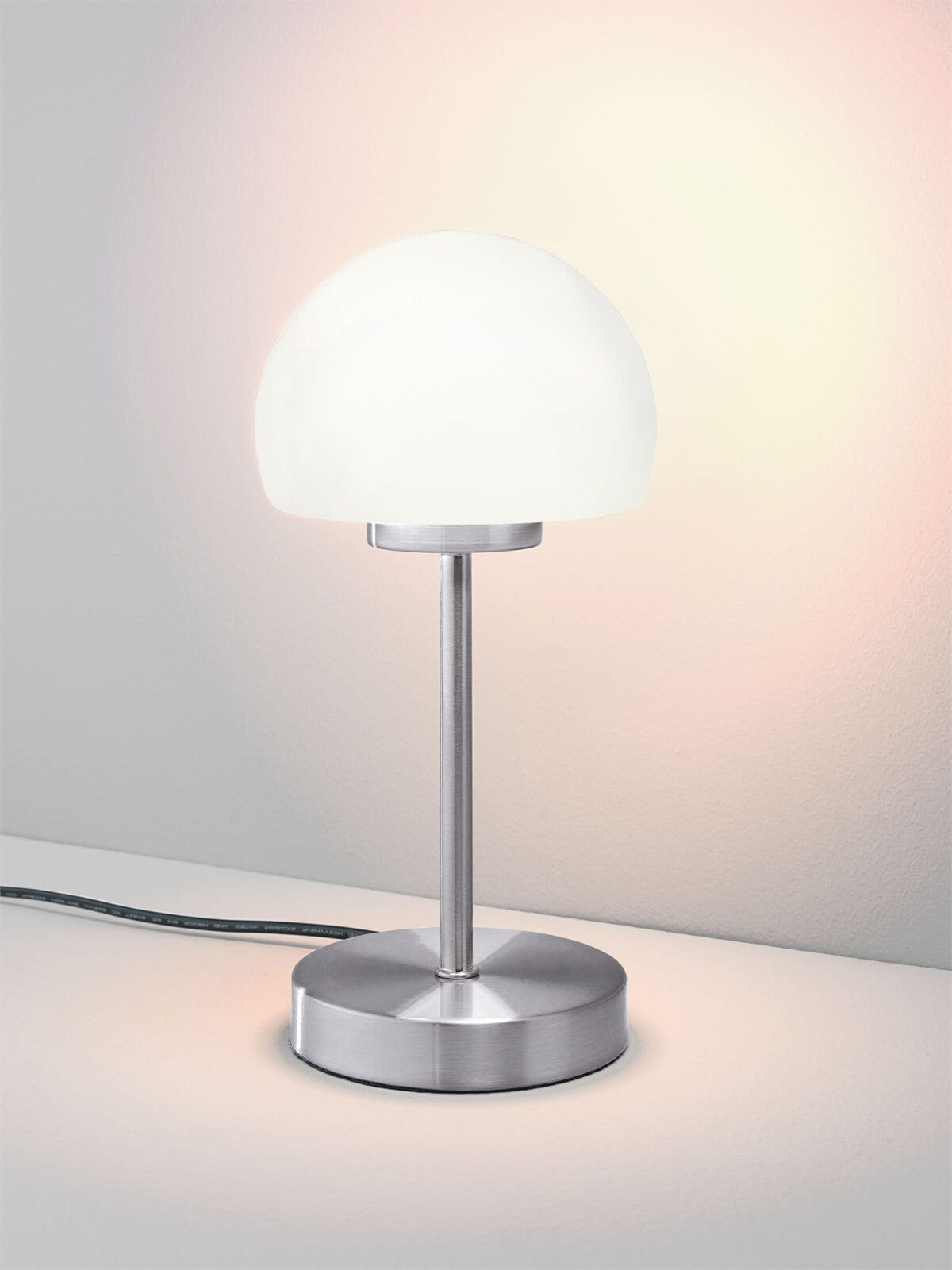 casaNOVA LED Tischlampe CORBY nickelfarbig /Glas weiß