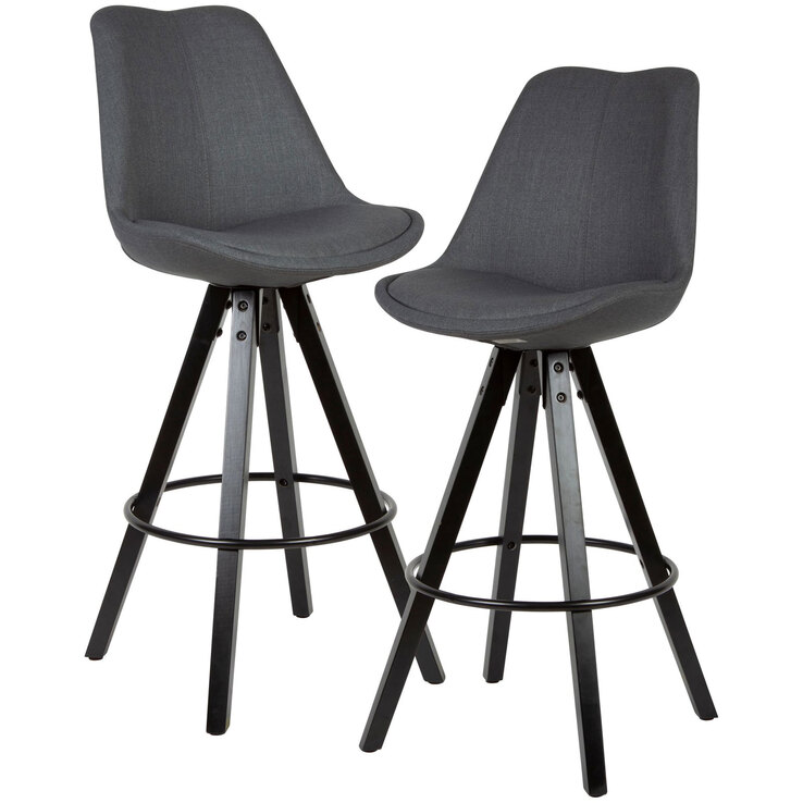 Barhocker 2er Set 49 x 113 cm grau schwarz