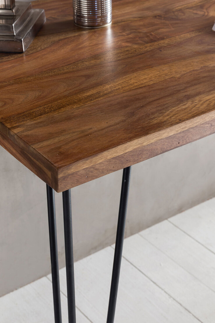 Schreibtisch mit Schublade 130 x 76 cm Braun Schwarz