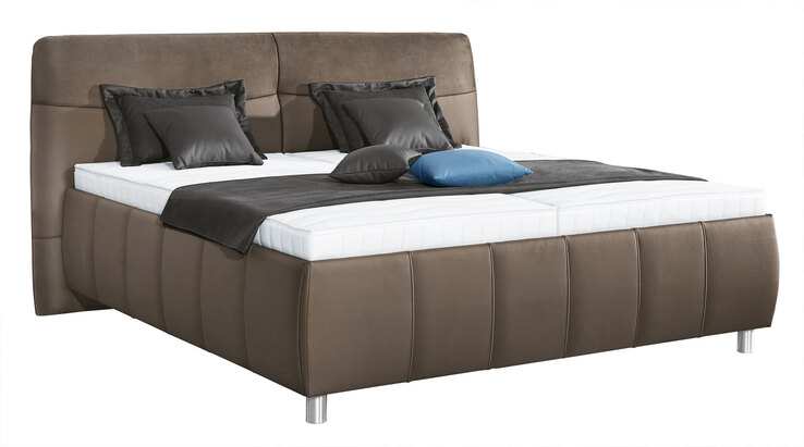 vito Bettgestell PALLAS 200 x 200 cm Lederlook braun-grau