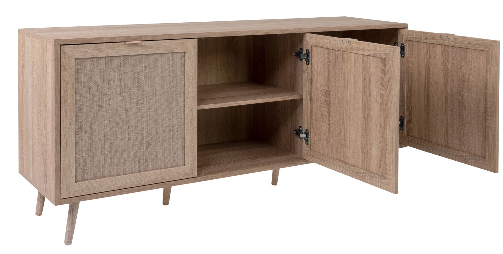 Sideboard BALI 150 x 71 cm Sonoma Eiche/ Rafia Geflecht