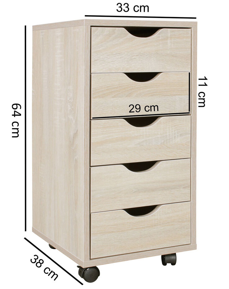 Rollcontainer 33 x 64 cm Sonoma Eiche