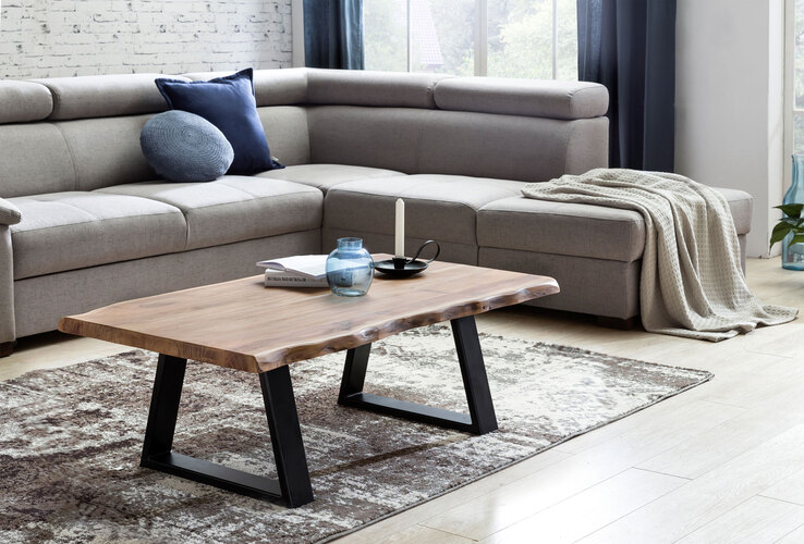 Couchtisch 115 x 60 cm Akazie Kufengestell