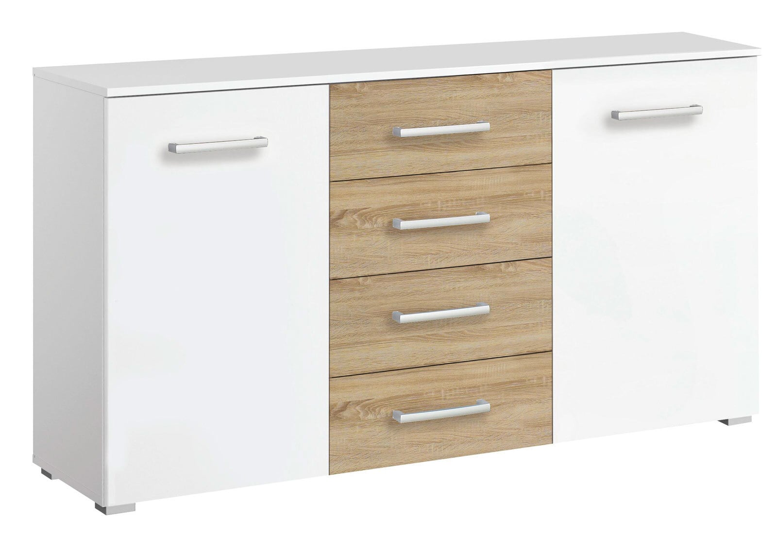 Kommode BURANO 140 x 81 cm Alpinweiß/Sonoma Eiche