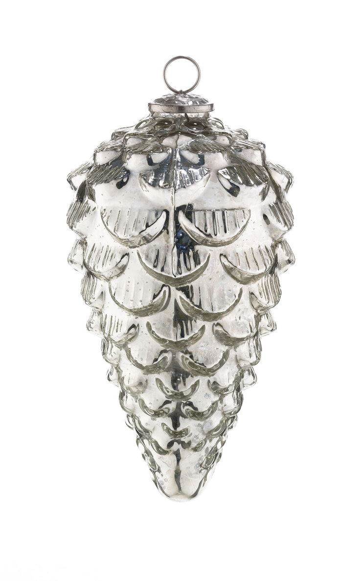 casaNOVA Weihnachtsbaumschmuck Zapfen 25/14 cm silberfarbig