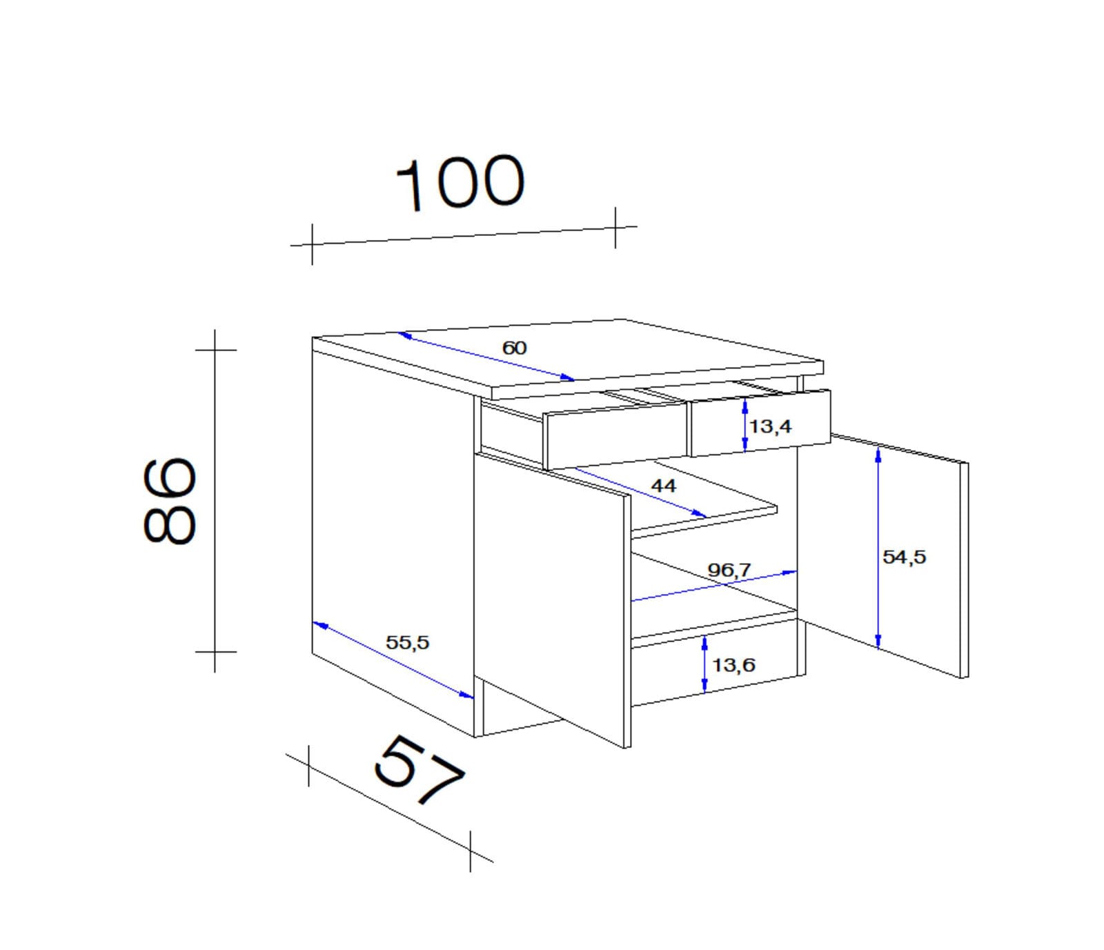 Unterschrank NEO US100 100 x 86 x 57 cm weiß