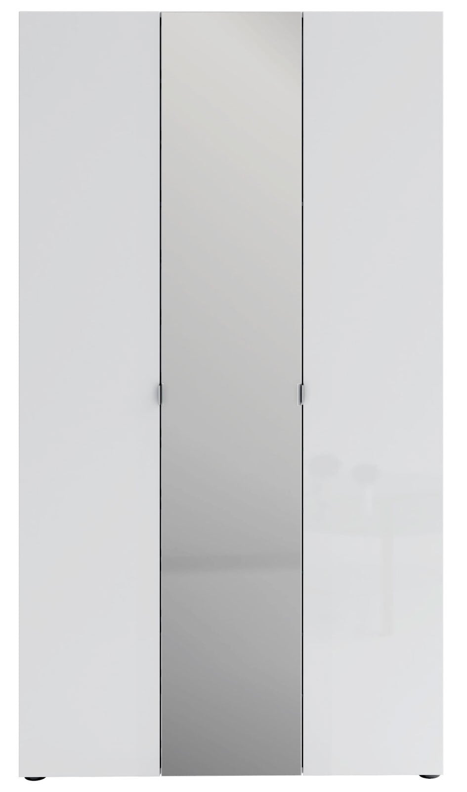 Schuhschrank 110 x 200 cm weiß Hochglanz/ Spiegel