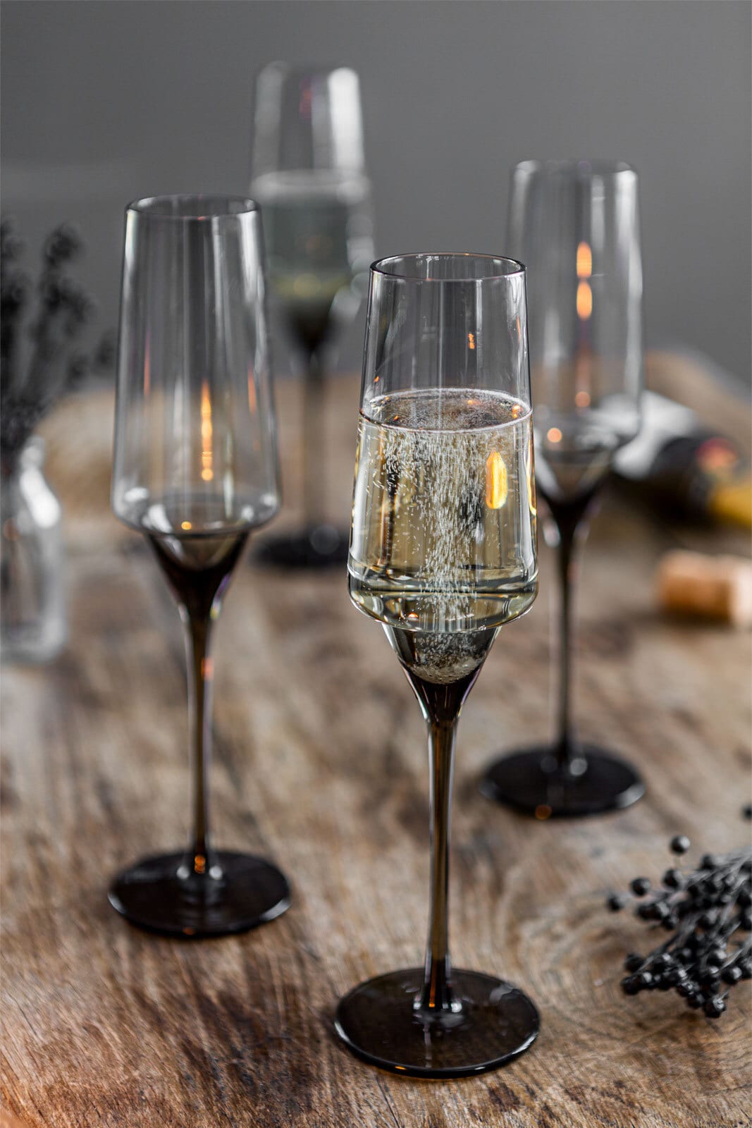 Bloomingville Champagnerglas YVETTE 4er Set grau