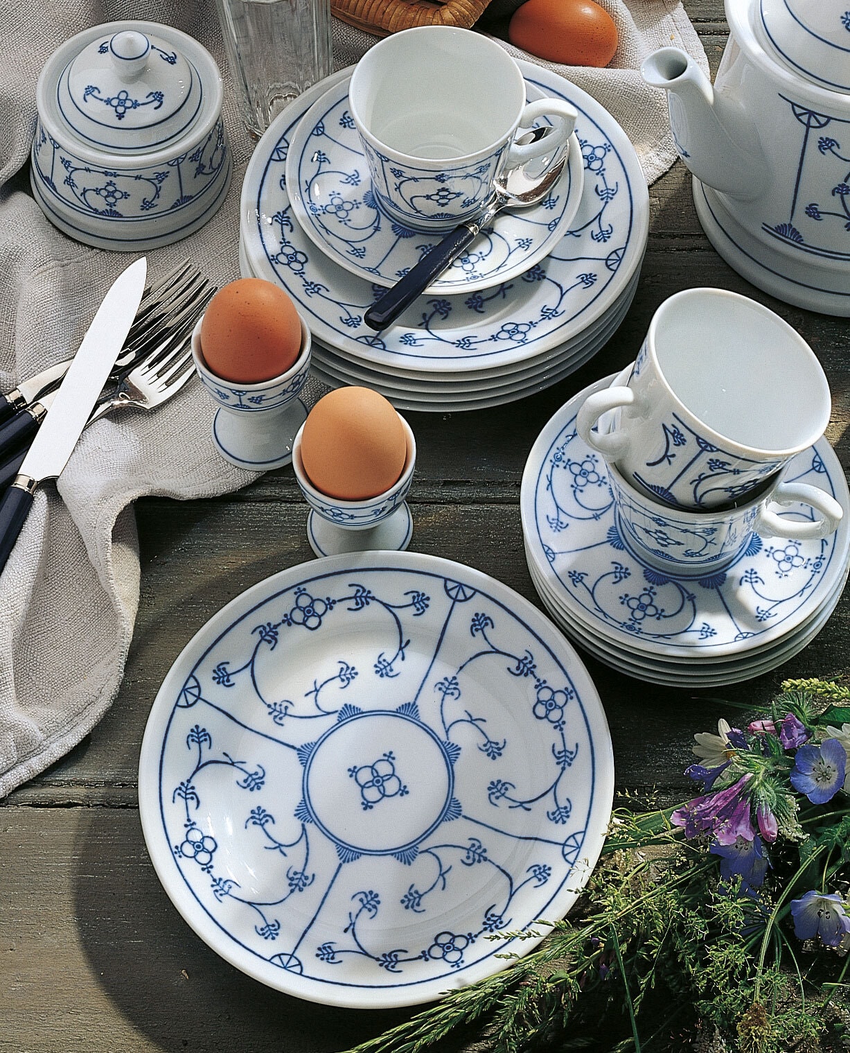 KAHLA Untertasse TRADITION BLAU SAKS 6er Set weiß/ blau