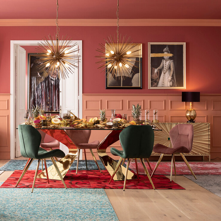 KARE DESIGN Esstisch GLORIA 100 x 200 cm goldfarbig