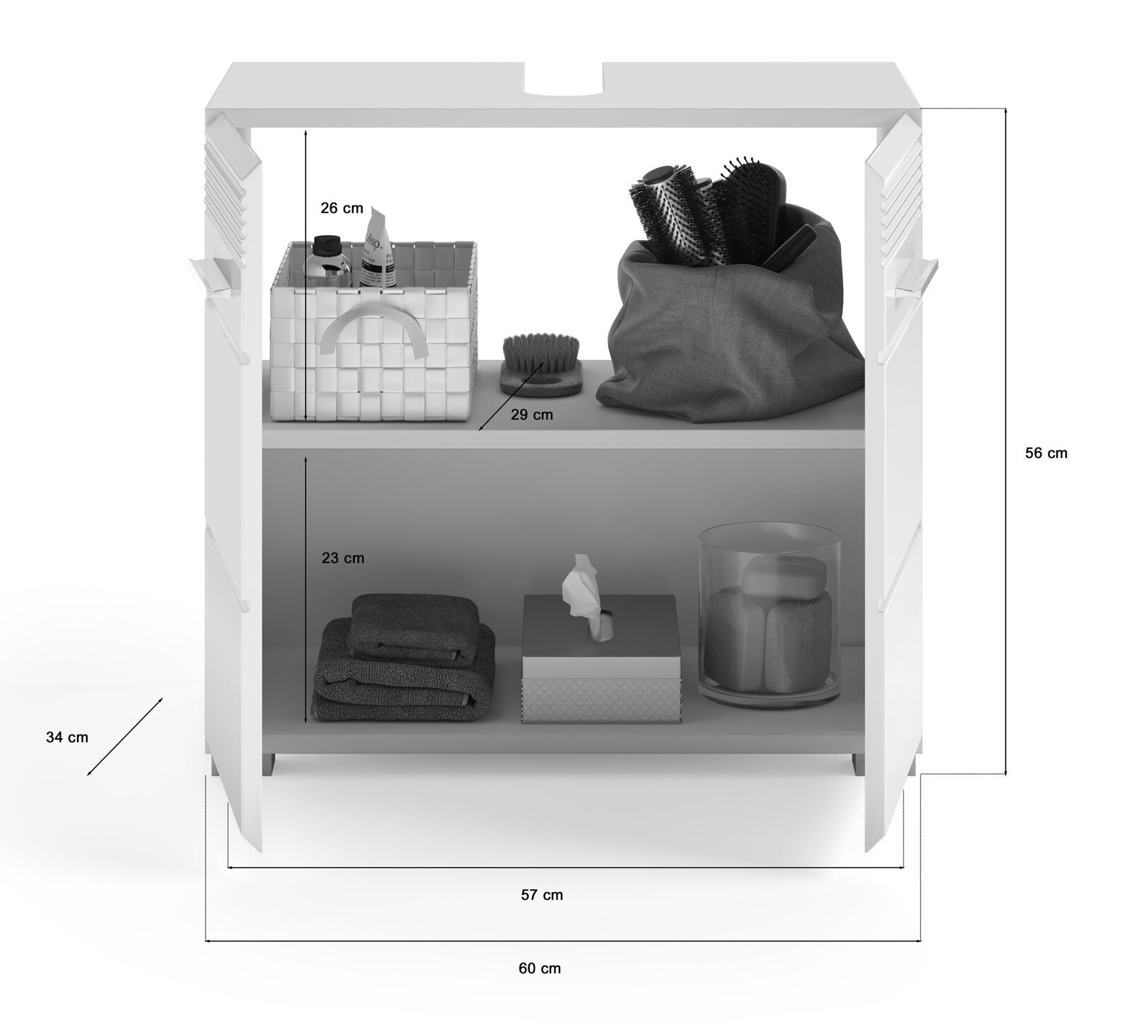 Waschbeckenunterschrank LINUS 60 x 56 cm weiß