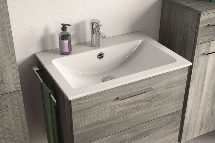 Waschbeckenunterschrank YORK 60 x 52 cm Rauchsilber grau