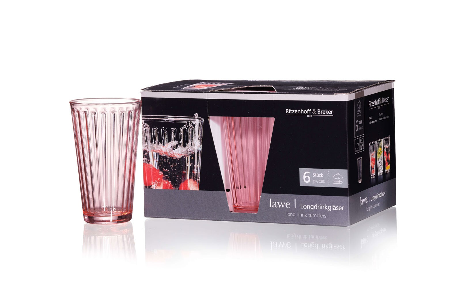 Ritzenhoff & Breker Longdrinkglas LAWE 6er Set rosa