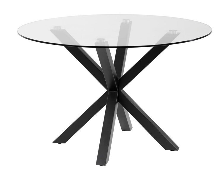 Kave Home Esstisch rund ARGO 119 cm schwarz/Klarglas
