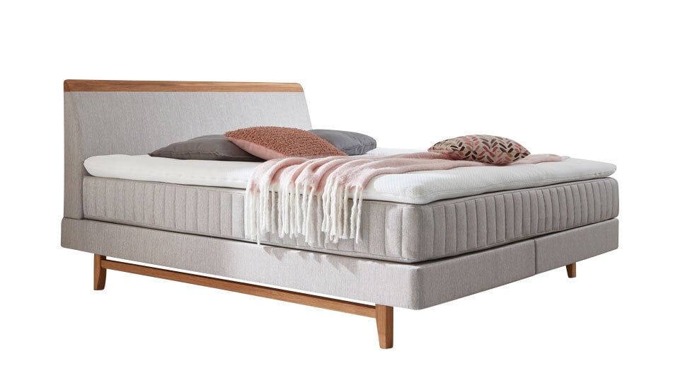 MONDO Boxspringbett SENTA 180 x 200 cm Anouk Silver / Woody