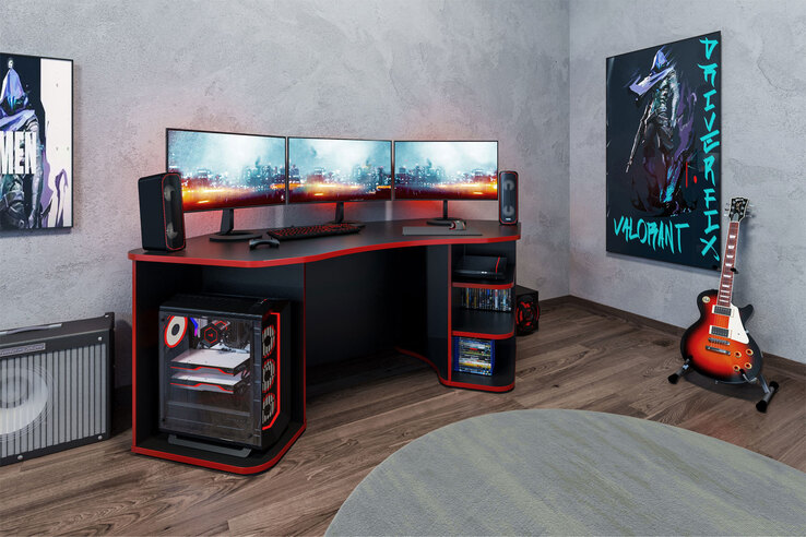 CASAVANTI Gaming Tisch TRON 196 x 85/76 cm NB anthrazit /rot