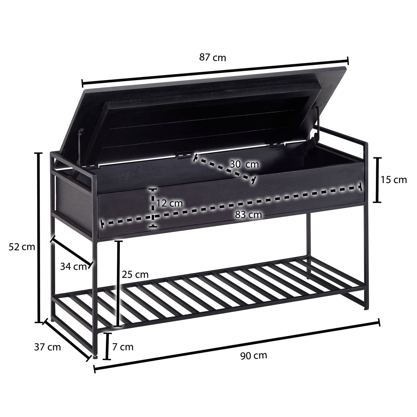 CASAVANTI Sitzbank 90 x 52 cm Schwarz