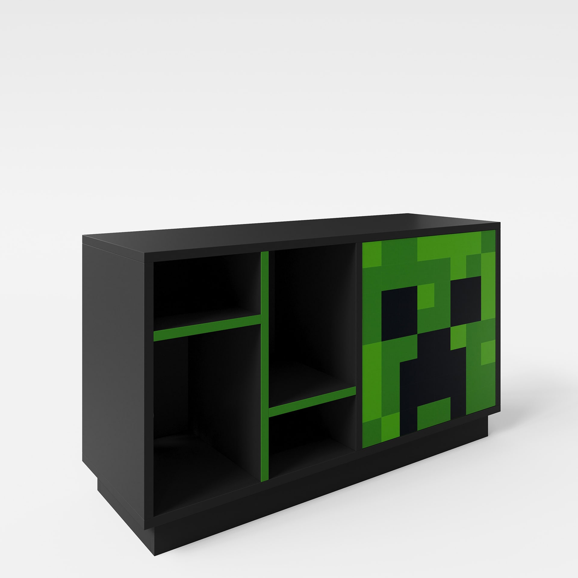 Lowboard MINECRAFT 108 cm schwarz/ grau/ grün