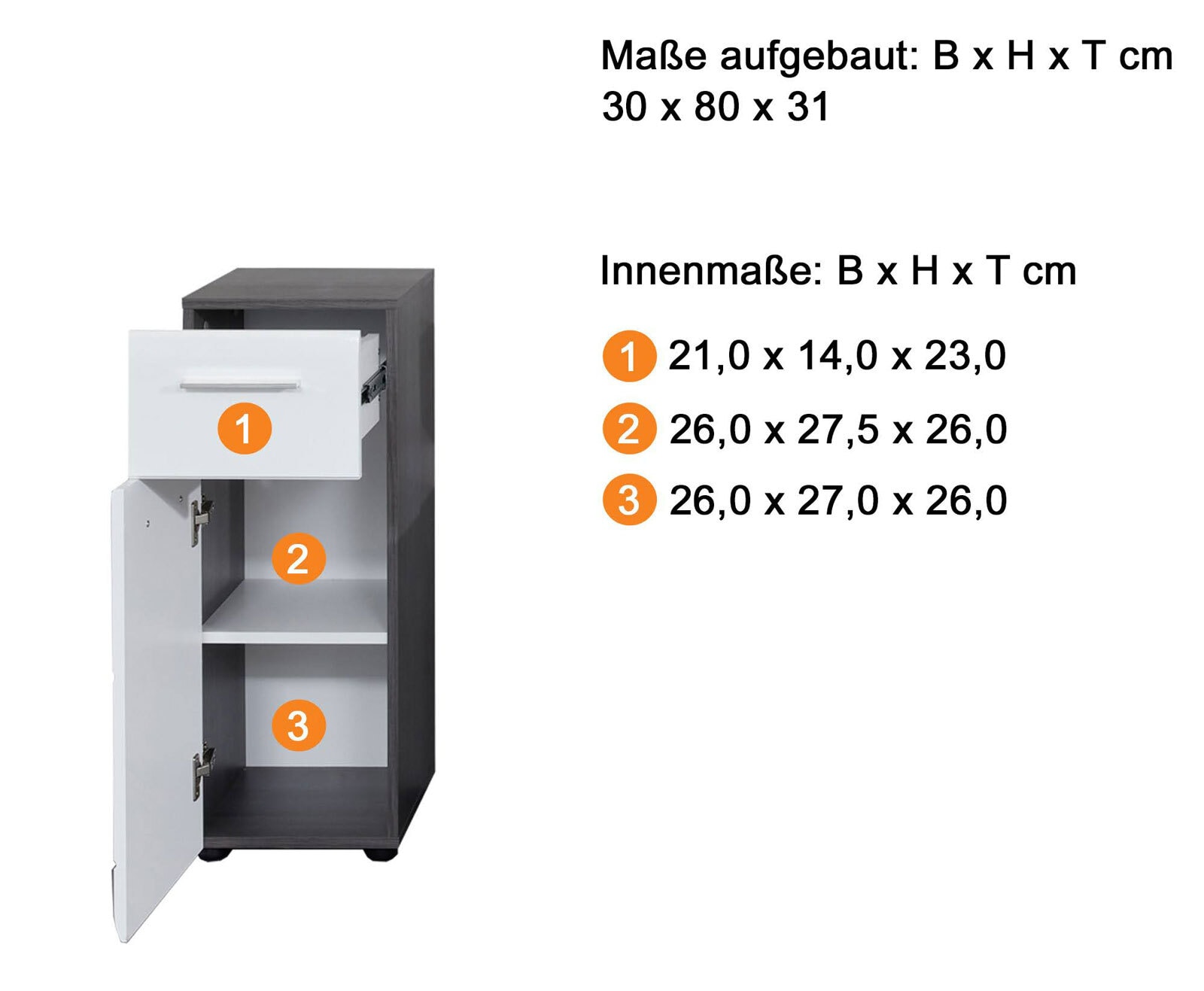 CASAVANTI Unterschrank LINE grau/ weiß 