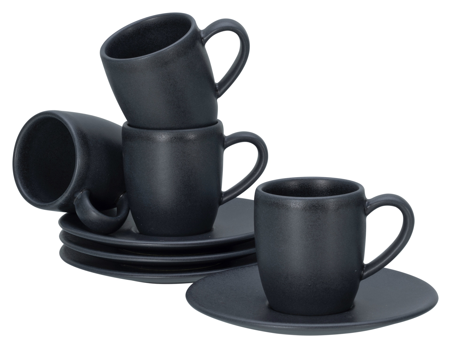 CreaTable Espresso-Untertasse SOFT TOUCH 6er Set 12,5 cm Steinzug schwarz