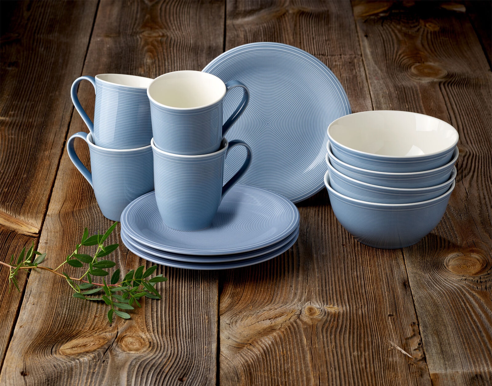 Villeroy & Boch Frühstücksservice COLOR LOOP HORIZON 12-teilig blau/ weiß