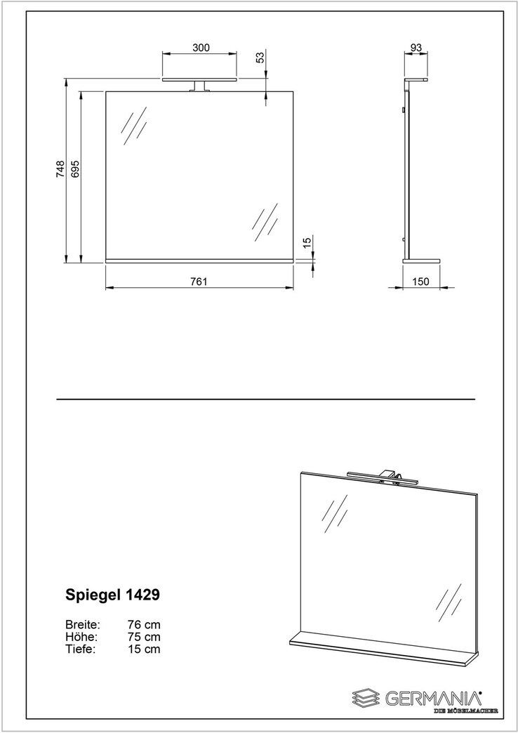 CASAVANTI SPIEGEL ABBY 76 x 75 x 15 cm Holznachbildung weiß