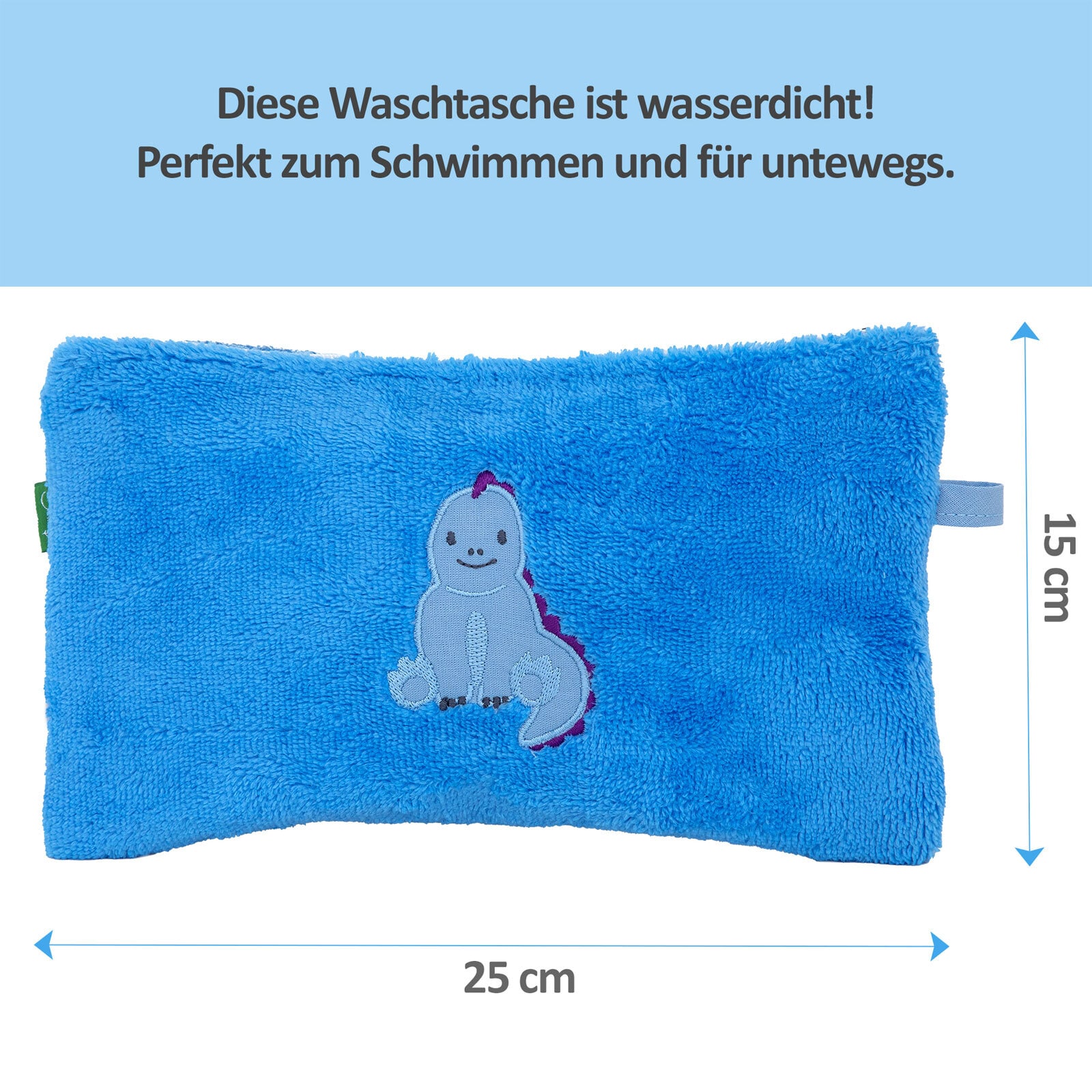 Smithy Waschbeutel DINO 15 x 25 cm blau