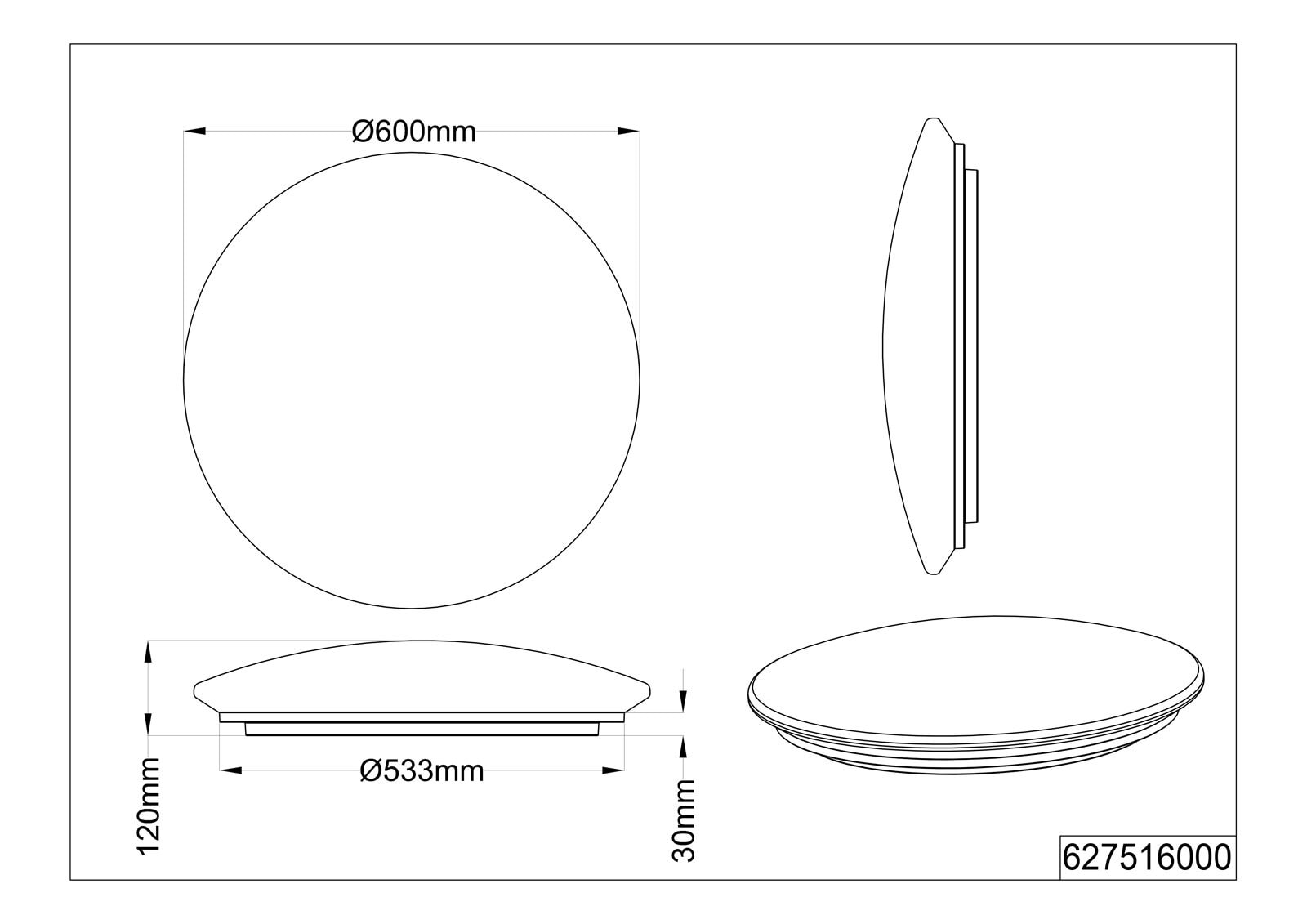 TRIO LED Deckenlampe LUNAR 60 cm