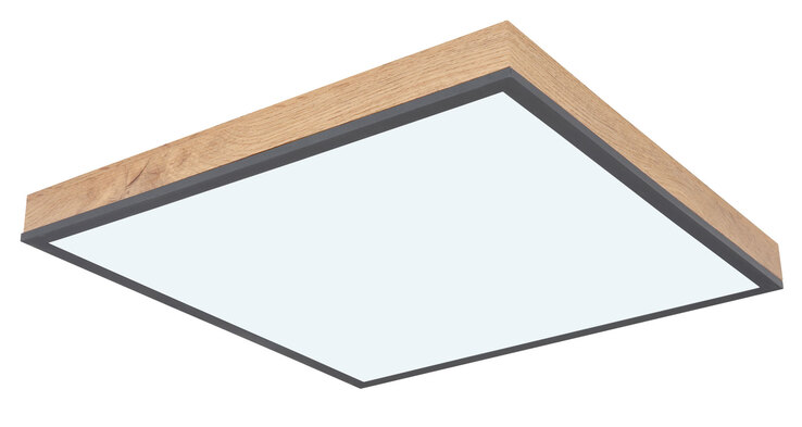 GLOBO LED Deckenlampe DORO 45 x 45 cm Holzoptik /anthrazit