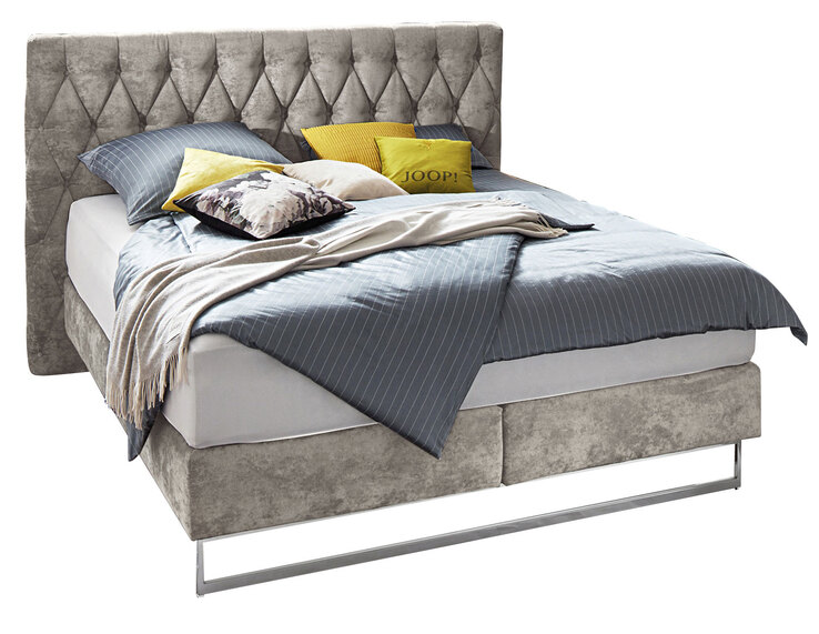 JOOP! Boxspringbett CUBIC CHESTERFIELD 180 x 200 cm grau