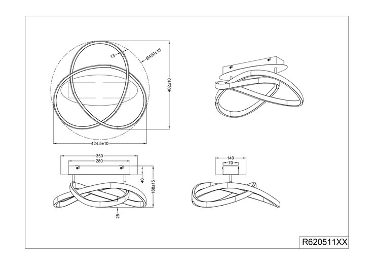 RL LED Deckenlampe COURSE nickelfarbig