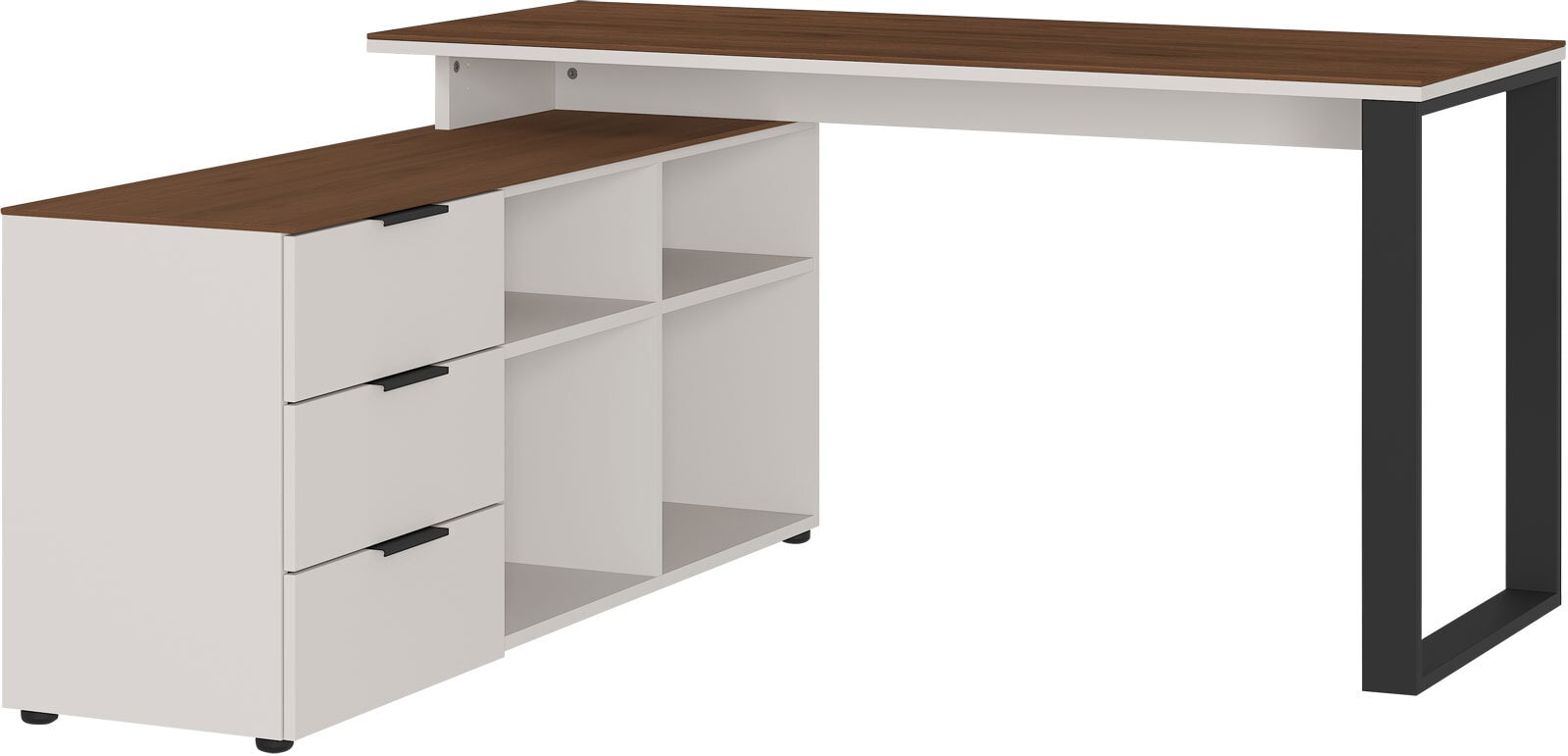 CASAVANTI Winkelschreibtisch ISORNO 146 x 145 cm Kaschmir/ Nussbaum