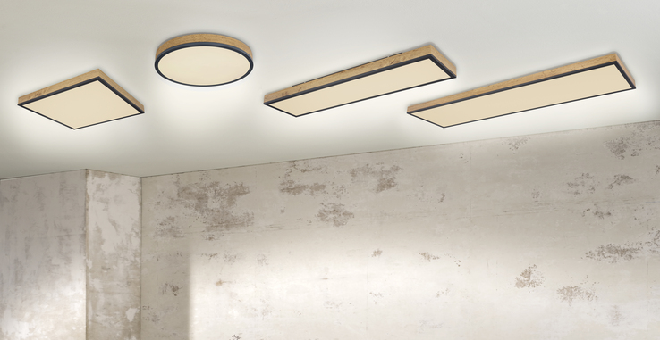 GLOBO LED Deckenlampe DORO 45 x 45 cm Holzoptik /anthrazit