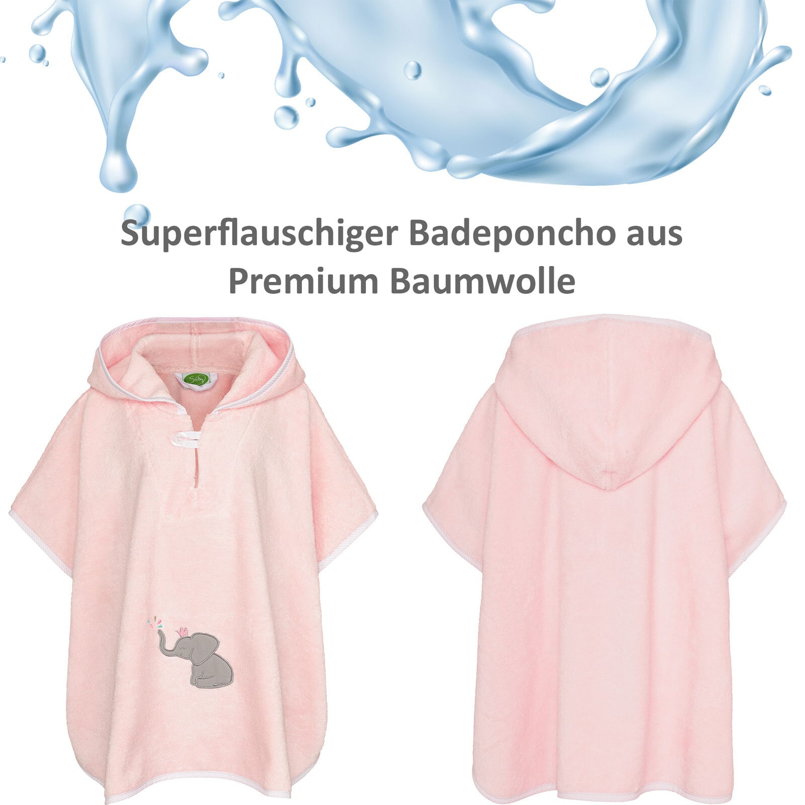 Smithy Badeponcho ELEFANT 55 x 70 cm rosa