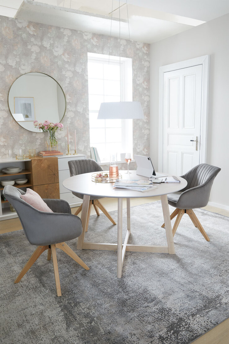 Kave Home Esstisch rund MARYSE 70-120 x 120 cm Eiche furniert