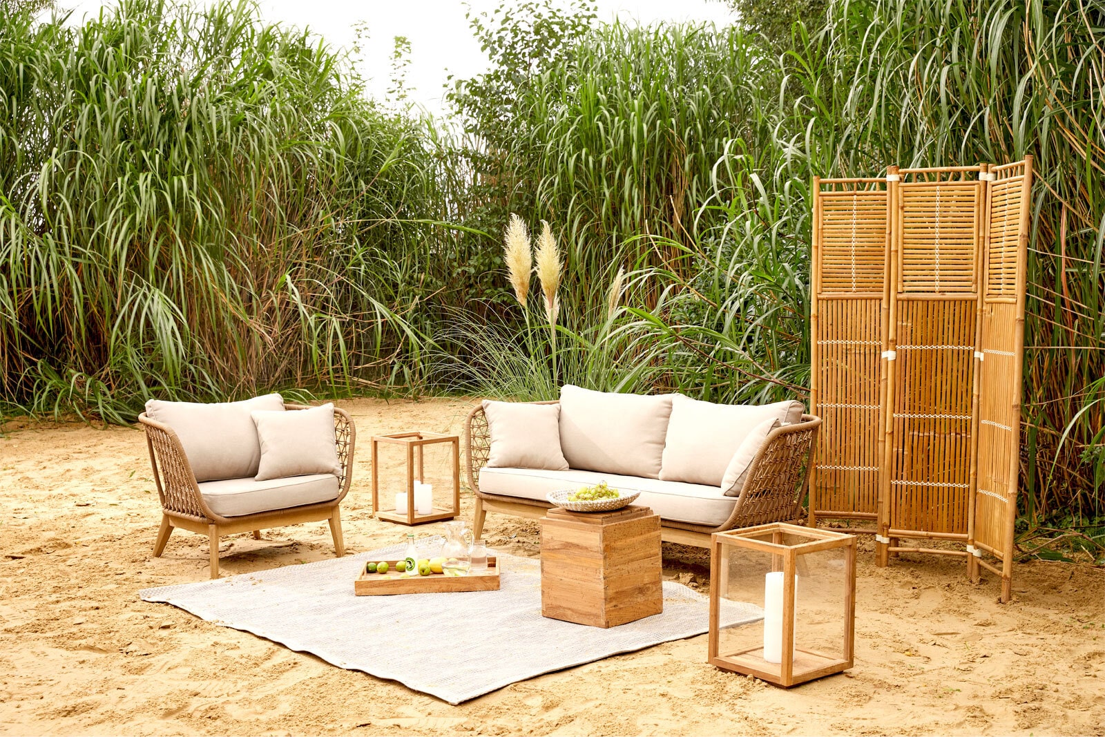 Outdoor Loungesessel TURIN Holz braun /beige