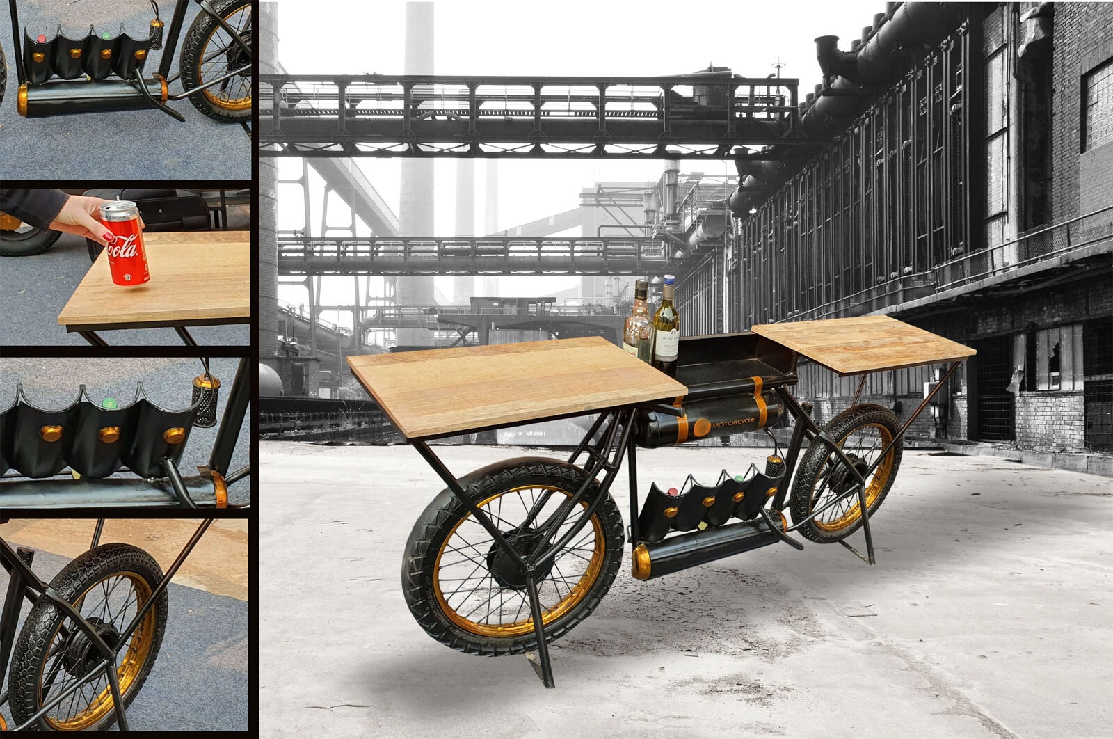 INTERhome Bar RIDE 187 x 83 cm goldfarbig/schwarz