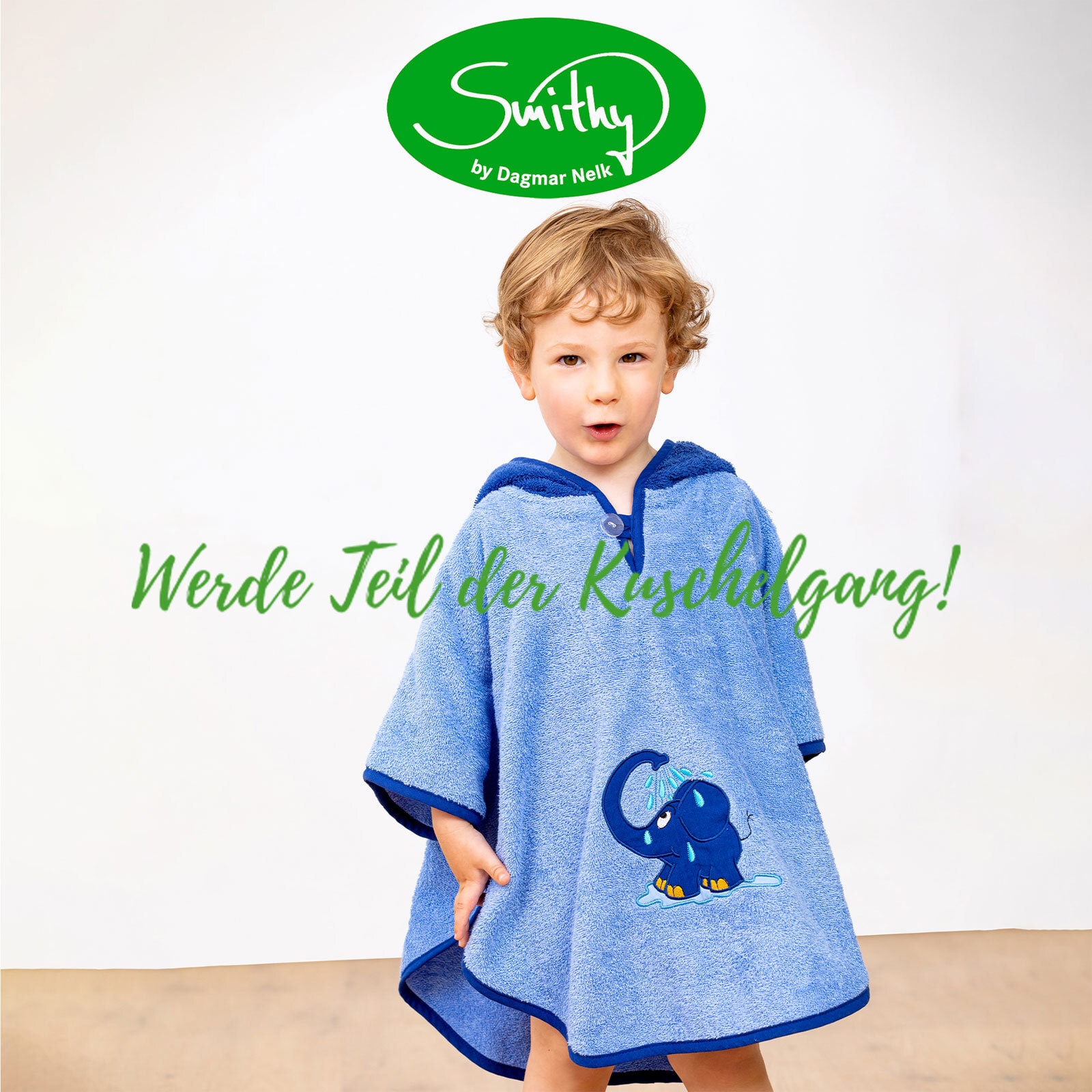 Smithy Badeponcho ELEFANT 55 x 70 cm blau