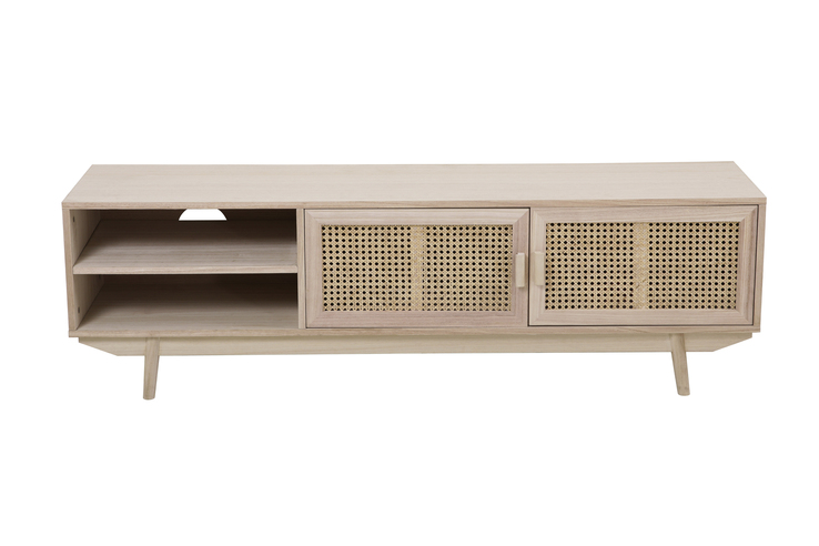 TV-Lowboard 150 x 45 cm Braun/ Rattan