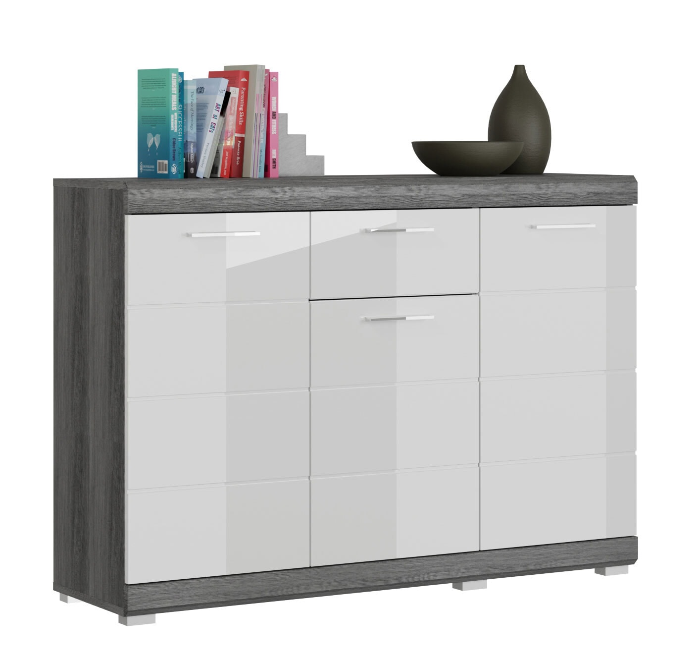 Kommode SCOUT 120 x 85 cm grau/ weiß